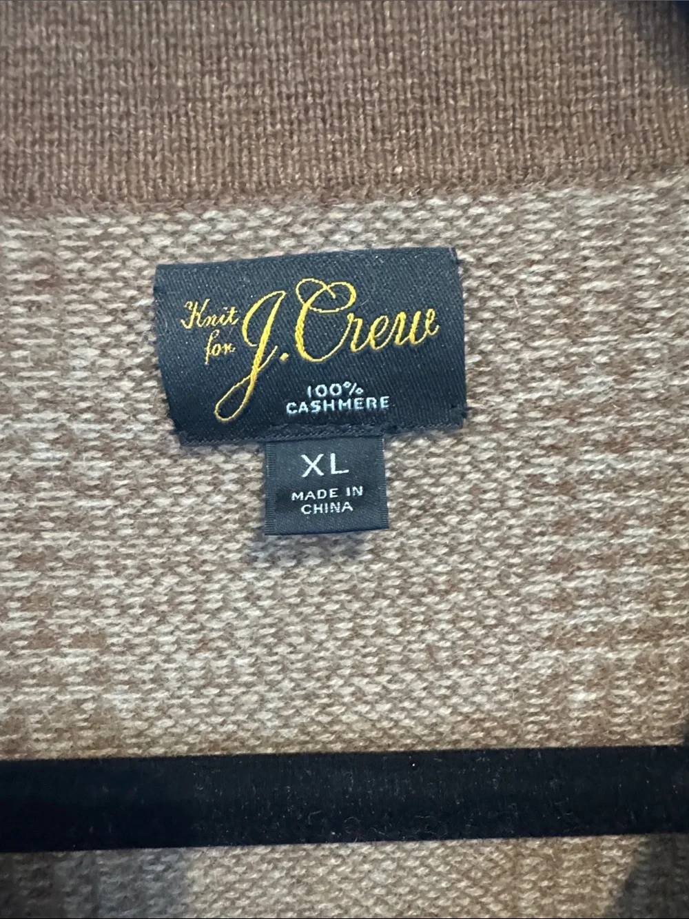 J. Crew 100% Cashmere polo cardigan sweater in glen plaid - Picture 2 of 4